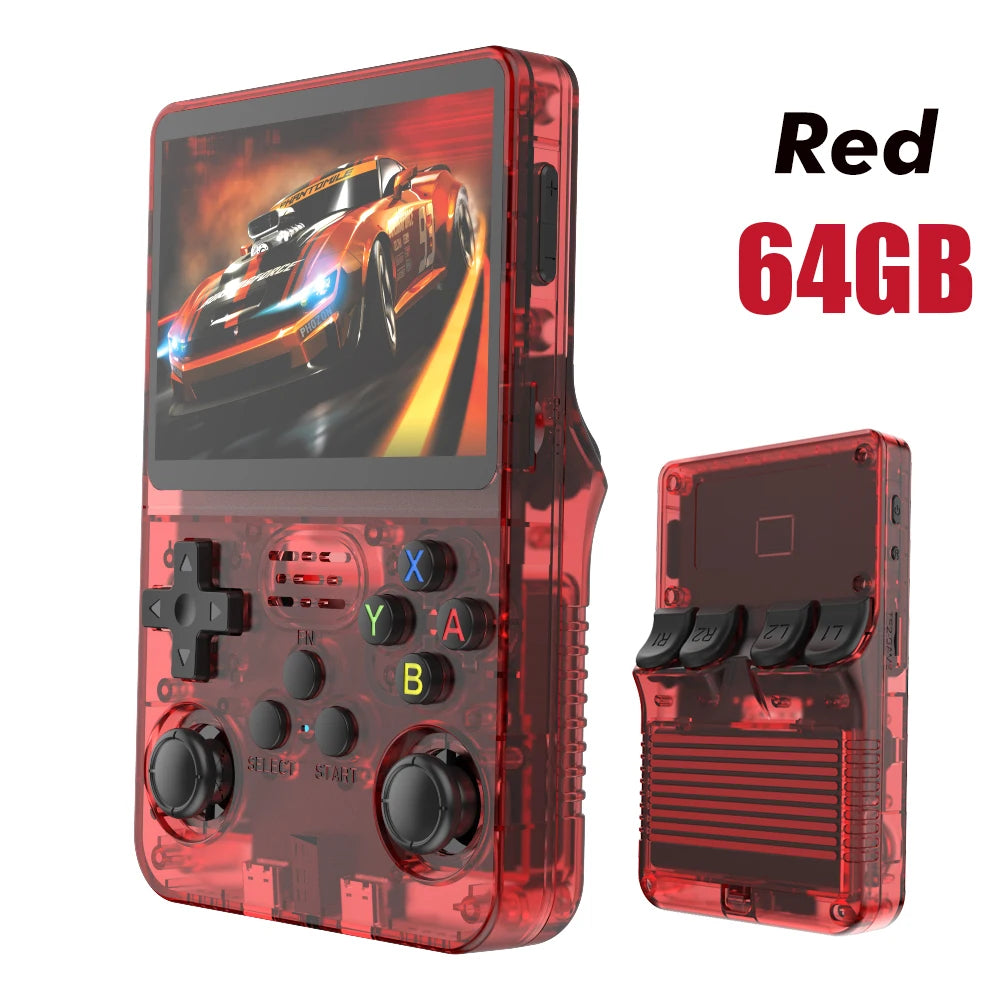 Portable Retro Video Game Console, Game Console, Linux System, 128-inch IPS Screen, Handheld Video Player, 64GB Games, R35S Pro, 3.5G