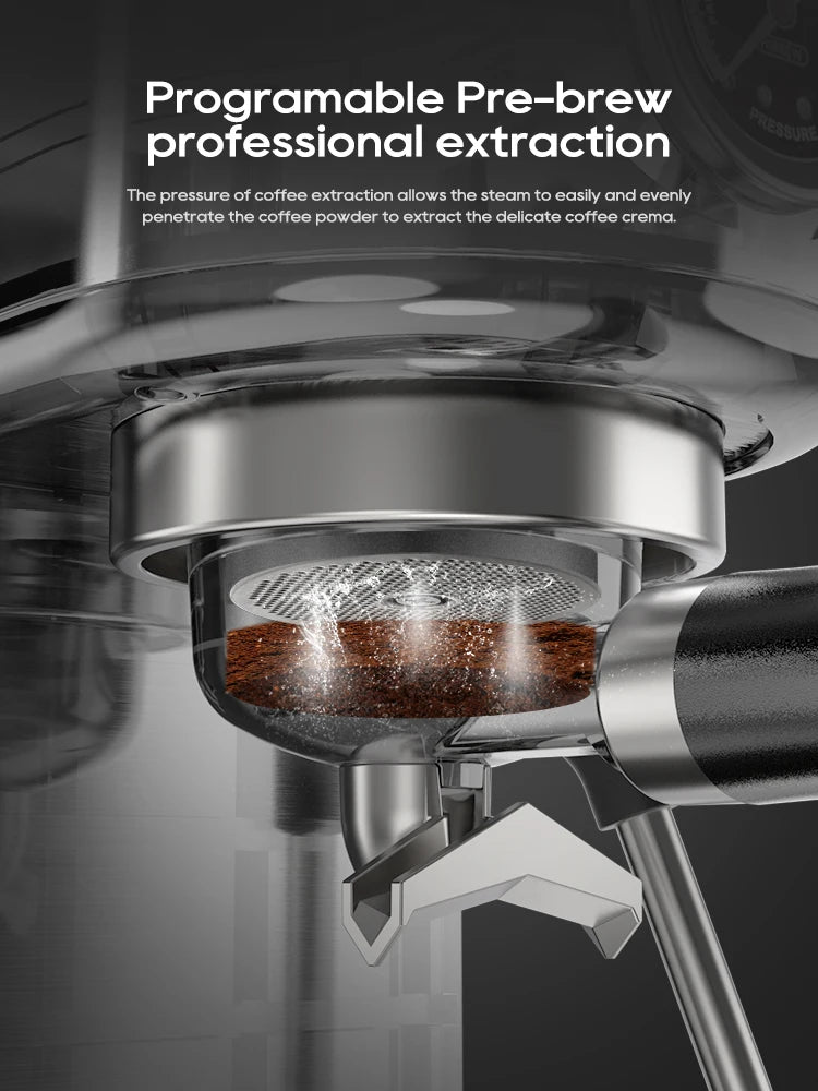 Machine à café expresso semi-automatique — température réglable, chaud et froid, cappuccino, 20 bars