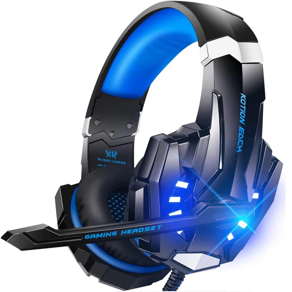 KOTION EACH Gaming Headset Deep Bass Stereo Gaming Headphones with Microphone LED Light for PS4 Phone Laptop PC Gamer