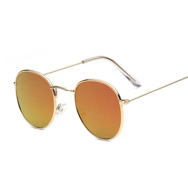 Lunettes de soleil rondes petites en métal pour femme — vintage, voyage, classique, mode, rétro