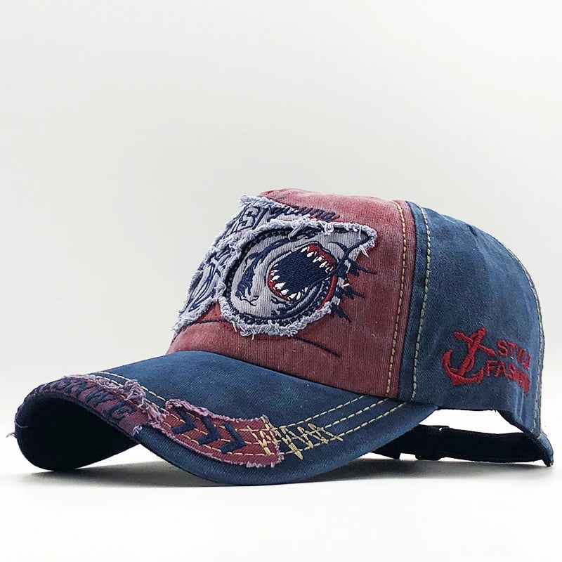 Casquette en coton pour hommes et femmes — chapeau arrière, os aviation requin, casual
