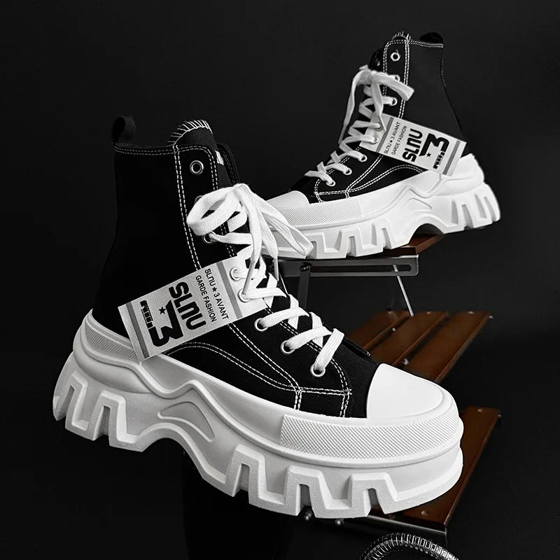 Zapatillas de lona vulcanizadas casuales para mujer, zapatos planos ligeros y cómodos, talla 41 42, zapatillas deportivas de caña alta para mujer
