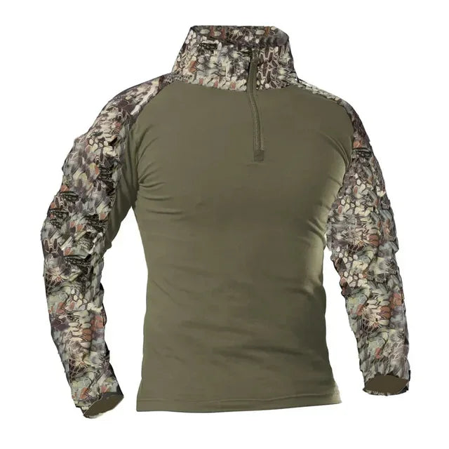 Men's Outdoor Tactical Hiking T-Shirts, Military Army Combat CP Camouflage Long Sleeve, Hunting Climbing Shirt, Cotton Sports Wear