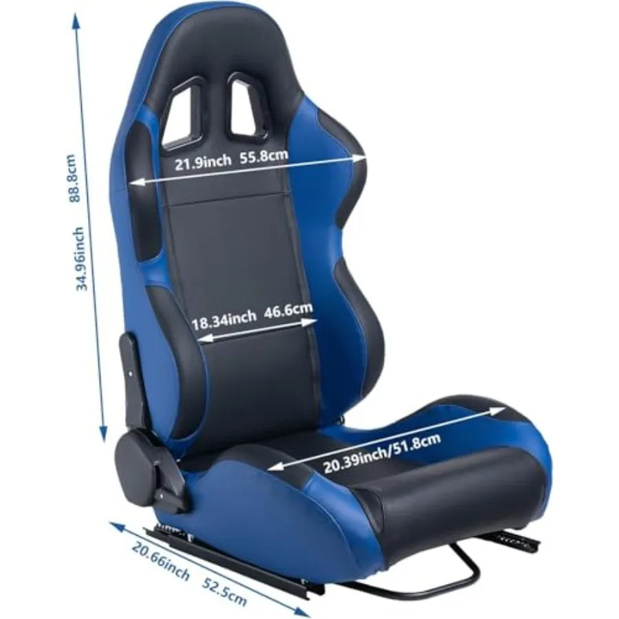 Sièges Course Universels Cuir PVC Noir Bleu — Inclinables Coulissants Double Verrouillage