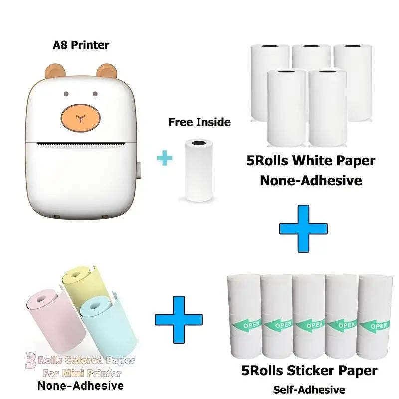 Mini impresora, impresora térmica portátil para pegatinas sin tinta compatible con iOS y Android, etiquetas de impresión fotográfica inalámbrica