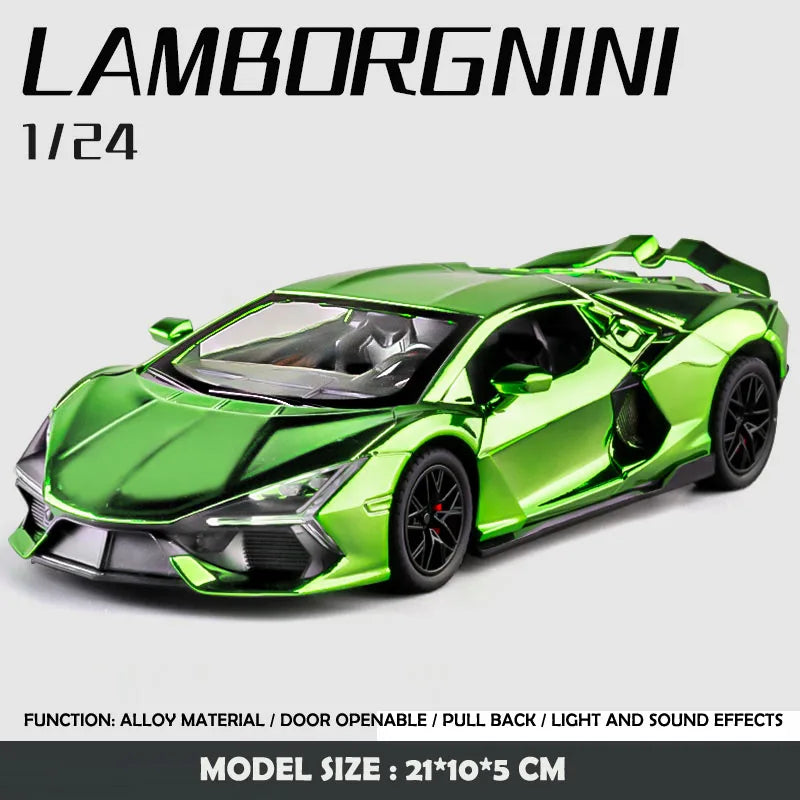 Simulation 1:24 Lamborghini Revuelto Super Car Model with Sound and Lights, Kids Boys Birthday Gift, Miniature Car Home Decor