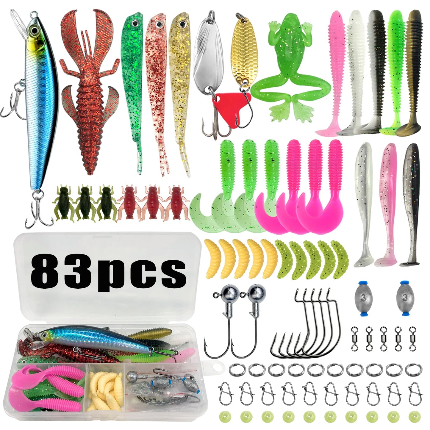 Kit de Leurres de Pêche 83/133/193/239/409 pièces pour Truite/Brochet/Perche - Ensemble Multicouches avec Équipement Pro et Boîte de Pêche Tactique