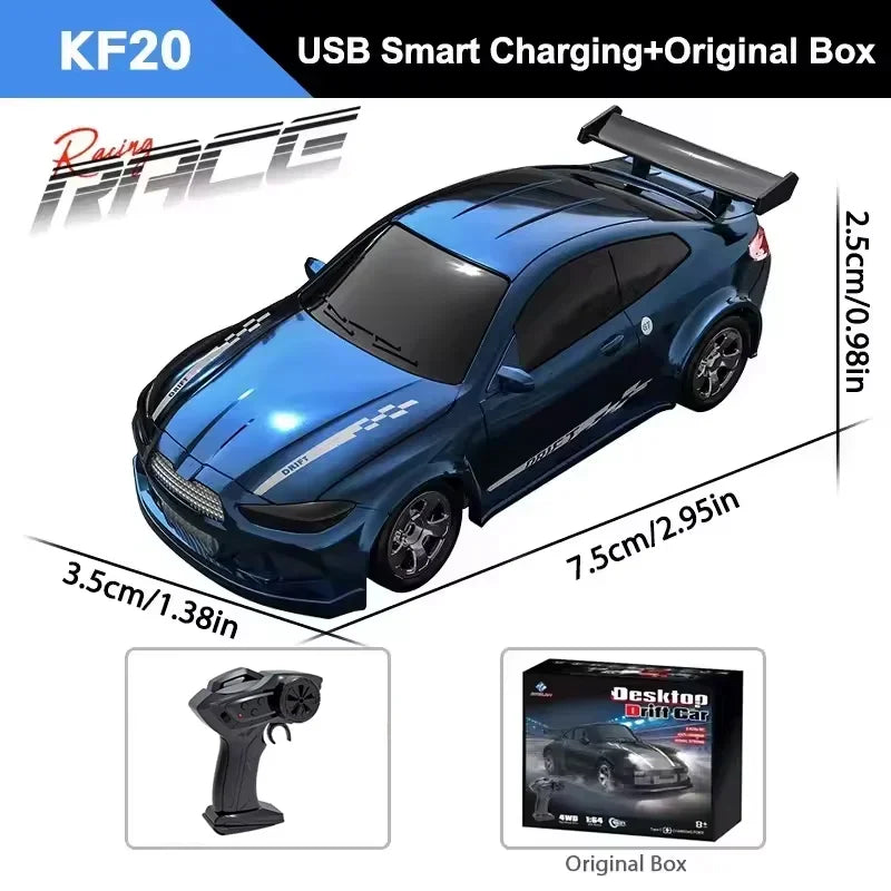 Hot Toy KF20 4WD RC Drift Car 2.4GHz Mini Remote Control Car 1:64 Scale Desktop Model Toys for Kids Boys Children Teens Gifts