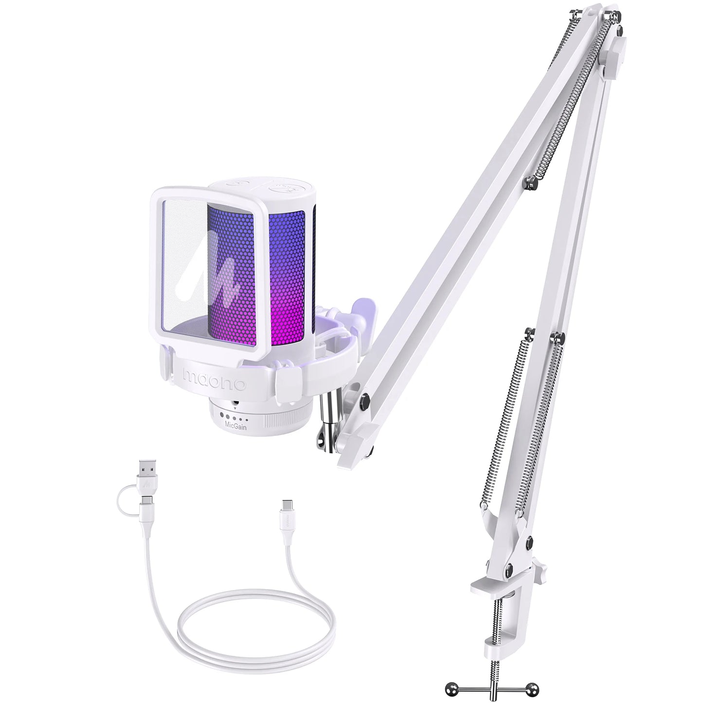 MAONO Gamerwave DGM20S — Microphone USB Gaming RGB Réduction Bruit Streaming