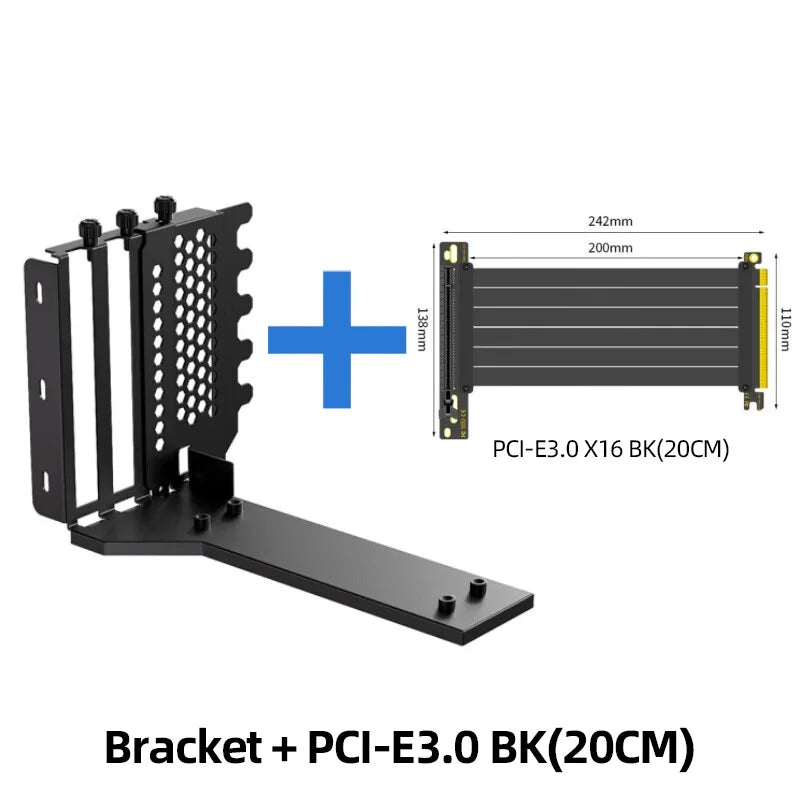 Teucer support de montage GPU Vertical support de carte graphique PC PCI-E 3.0/4.0x16 Anti-interférence Flexible 90 ° Câble d'extension