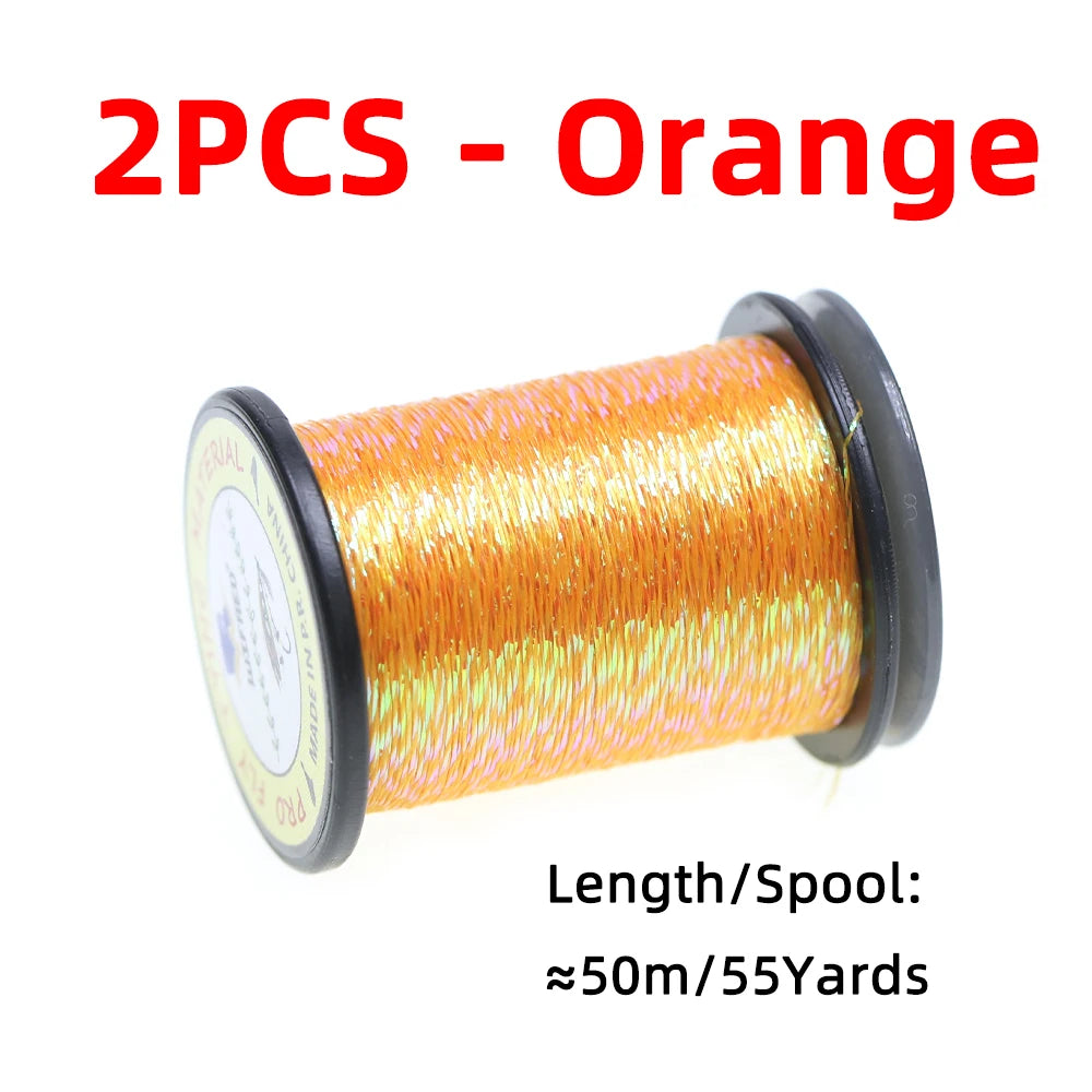 2/4 pièces 50M Fil métallique scintillant Glint Nymph Tinsel pour la confection de mouches (Buzzer Nymphs, mouches sèches/humides) et leurres de pêche à la truite