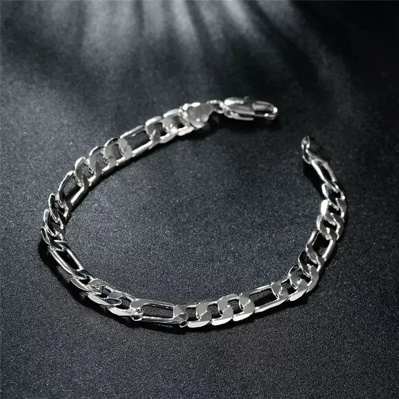 Fine Noble New Arrival 925 Silver 4MM Chain for Men Women Bracelet Necklace Jewelry Set Lady Christmas Gifts Wedding Charms
