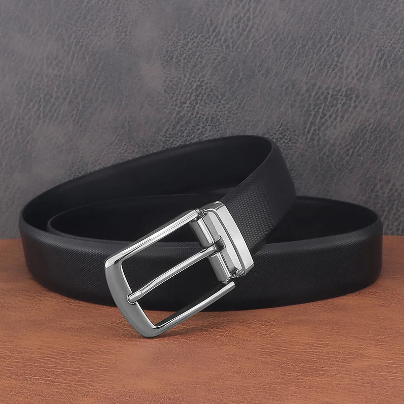 Young men's fashion belts pin buckle genuine leather high-quality cowhide belt white casual jeans men's belt B650