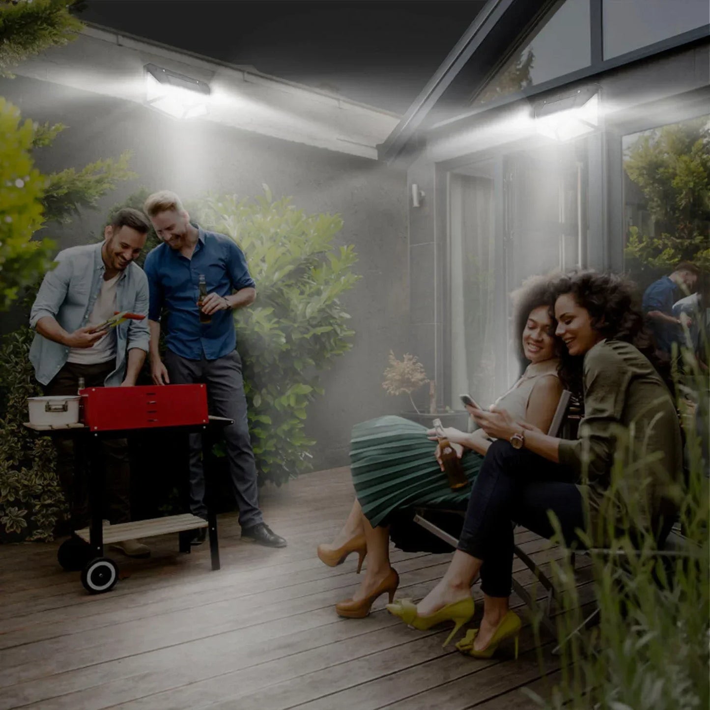 Lampe solaire LED multifonctionnelle avec détecteur de mouvement, lumière du soleil étanche, décoration de jardin extérieur, 62 projecteurs