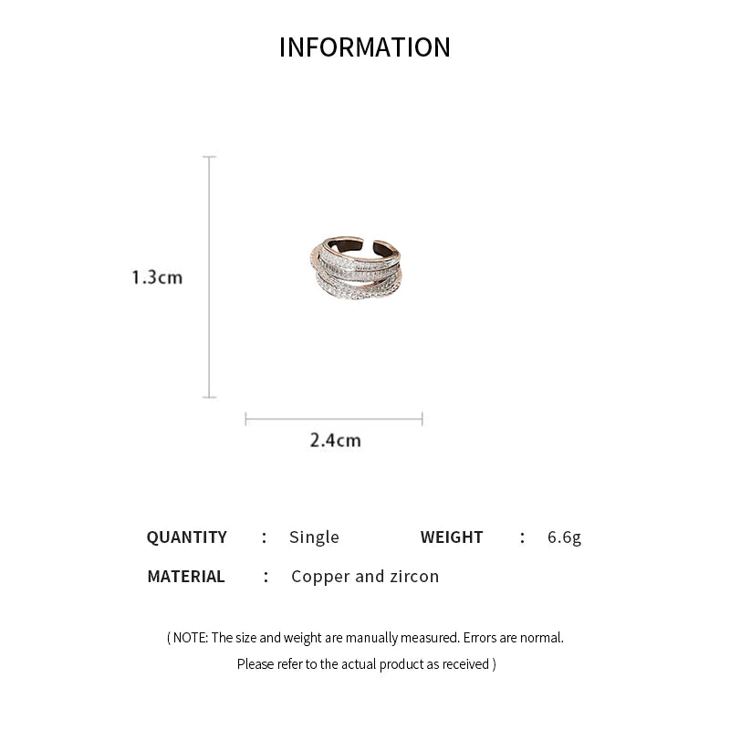 Bague en zircon cubique incrusté pour femmes — anneau ouvert, design croisé classique, bijoux de mariée, fiançailles, mariage