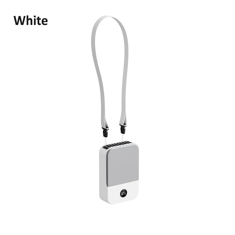 Mini ventilador de cuello portátil sin aspas, enfriador de aire, USB, 2000mAh, 3 velocidades