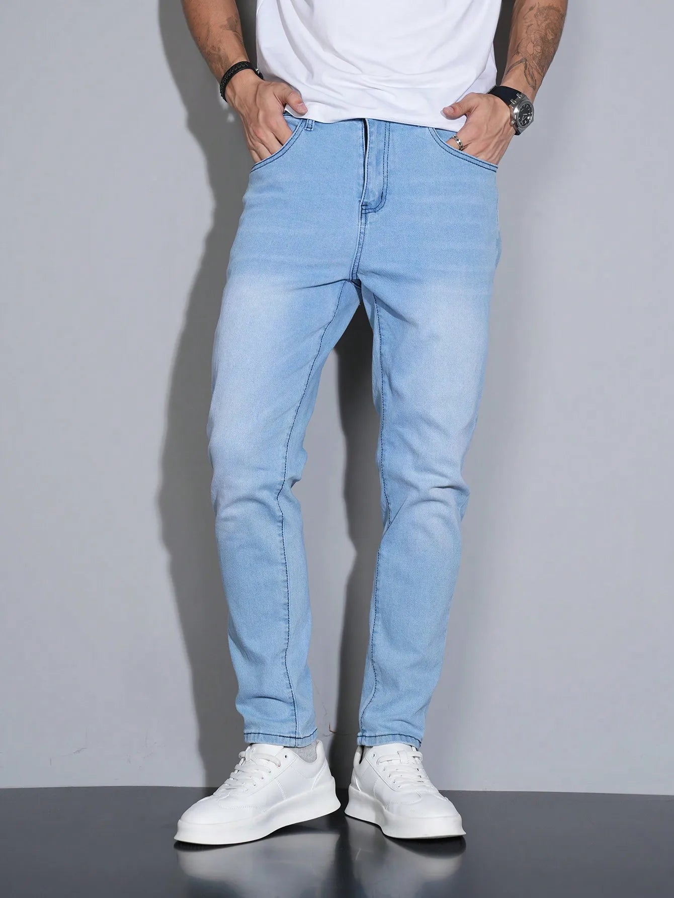 Manfinity Men Men's Skinny Casual Versatile Pocket Jeans