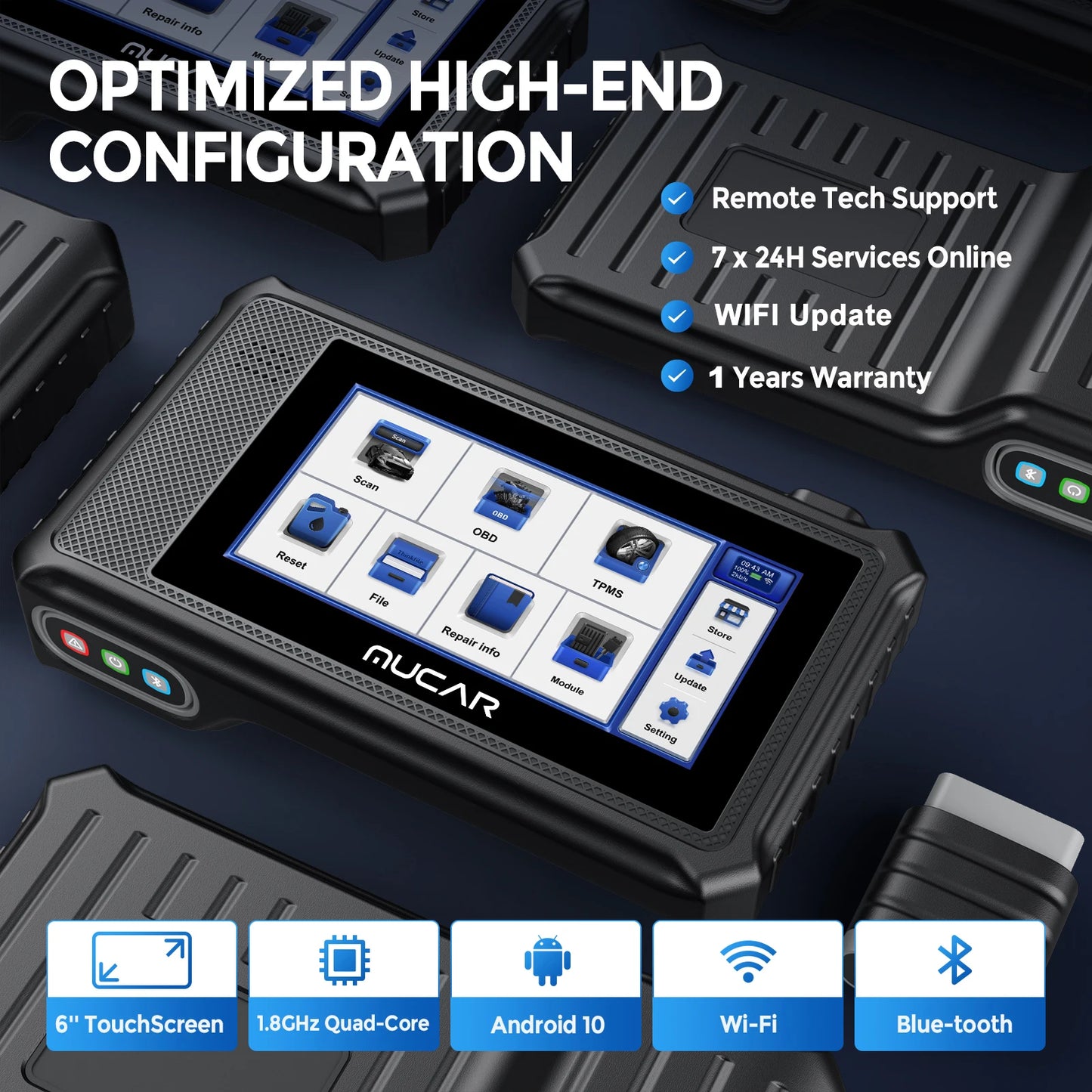 Outil de diagnostic voiture OBD2 système complet — 28 réinitialisations, TCM, Airbag, ABS, IMMO, mise à jour à vie