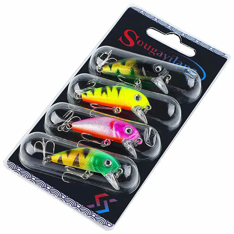 Sougayilang ensemble d'appâts De pêche 4 pièces Wobbler crochet Anti-corrosion leurre De pêche au bar pour matériel De pêche à la carpe De mer