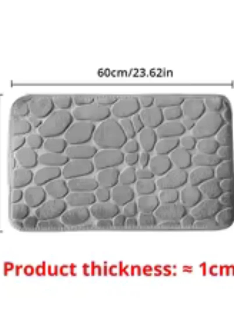 Memory foam embossed velvet rug, 1 piece, non-slip, for bathroom, living room, cobblestone floor mat, home furnishings