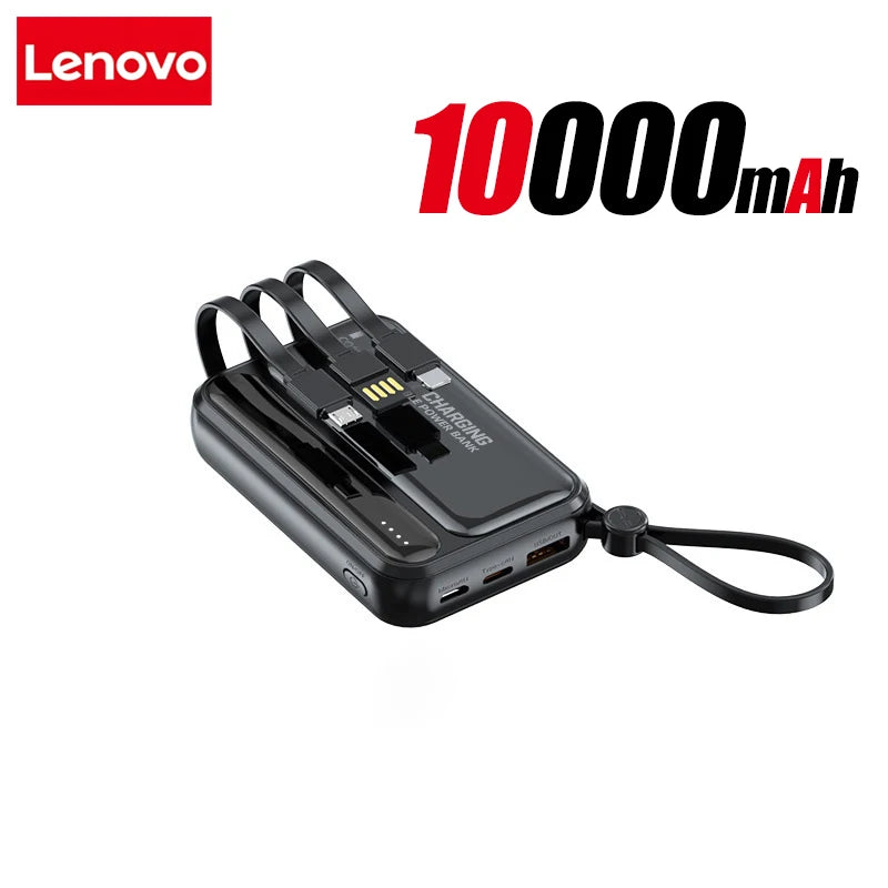 Batería externa Lenovo 120W 500000mAh de gran capacidad con 4 cables en 1, pantalla digital inteligente, batería portátil ligera para iPhone, nueva