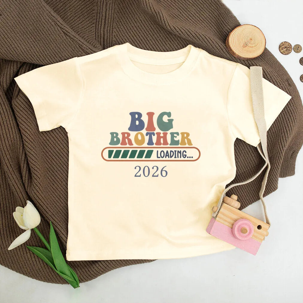 T-shirt enfant grand frère 2026 — annonce de grossesse, manches courtes, tenue d'été garçon