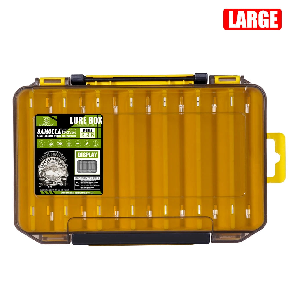 SAMOLLA Boîte à matériel compacte double face – Pêche simplifiée avec un organisateur durable et polyvalent pour leurres, hameçons, appâts