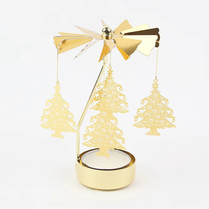 1pc Hot Metal Rotating Candle Holder, Christmas Rotary Candle Holder, Dinner Wedding Party Candlestick, Gift Decoration
