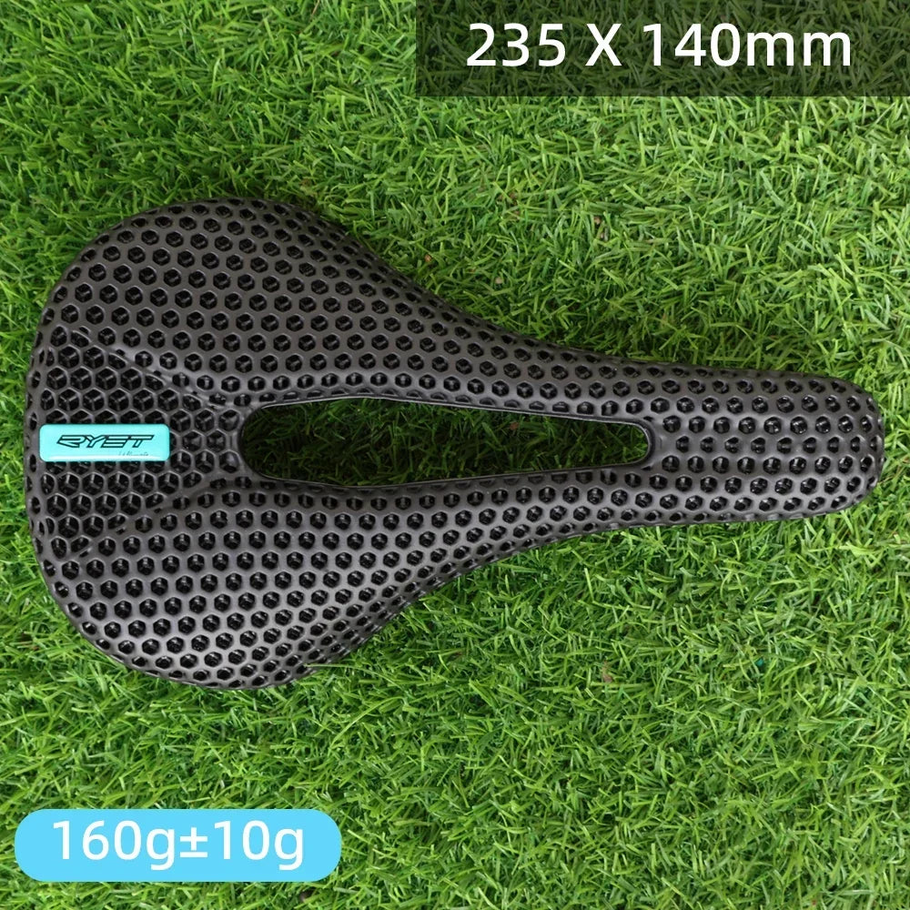 Selle vélo carbone 3D imprimée 140mm — rail rond, super légère, route, VTT, course