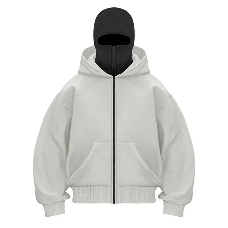 Y2K Gothic Harajuku Balaclava for Men and Women, New Winter Hot Item, Double Hooded Sweatshirt, Hooded Mask, Zipper Sports Jacket