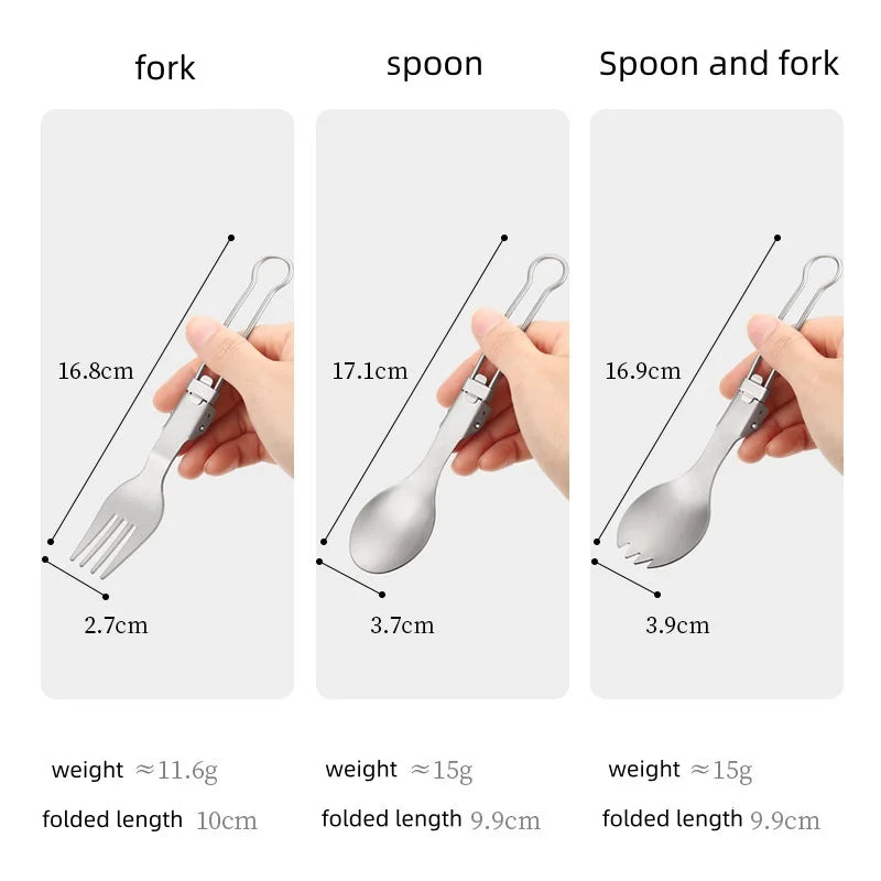 Cuillère à salade pliable en titane, cuillère à salade légère et portable pour le camping en plein air, la randonnée, le sac à dos, les voyages