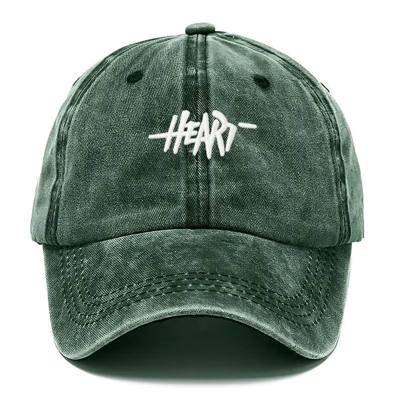 Unisex Vintage Washed Cotton Baseball Cap, Heart Embroidery, Soft Gorra Hip Hop Trucker Style, for Daily Wear and Outdoors
