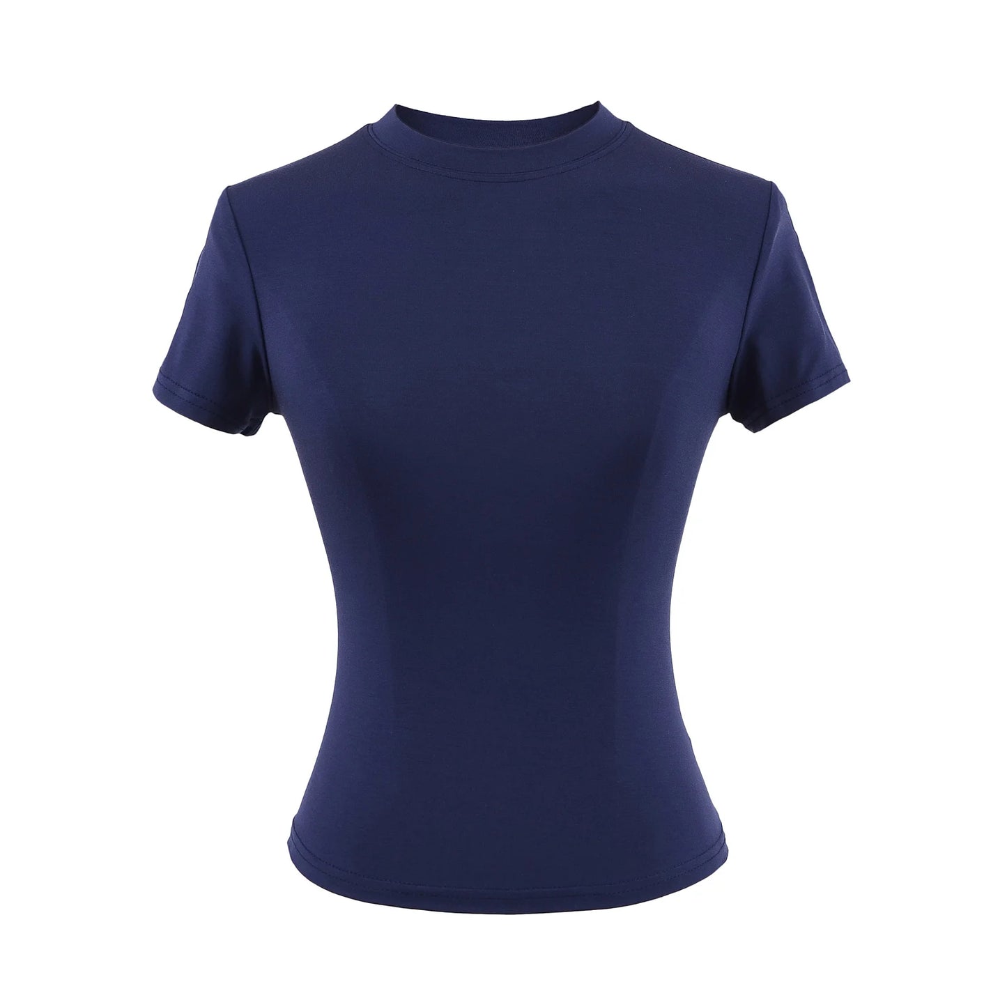 Women's Casual High-Quality Sexy Slim Trendy Solid Color Short Sleeve T-Shirt Y2K Clothes 2024