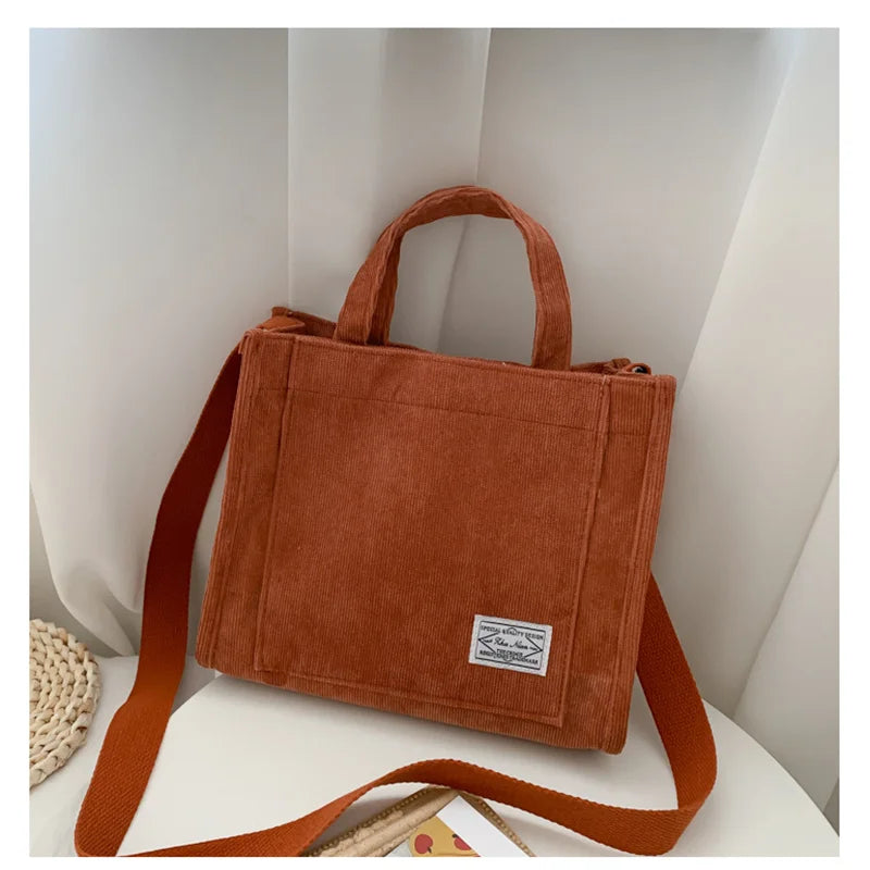Bolso de hombro para mujer Rilibegan, nuevo estilo simple, de pana, portátil, de gran capacidad, bolso de mano pequeño cuadrado, a la moda y con tendencia.