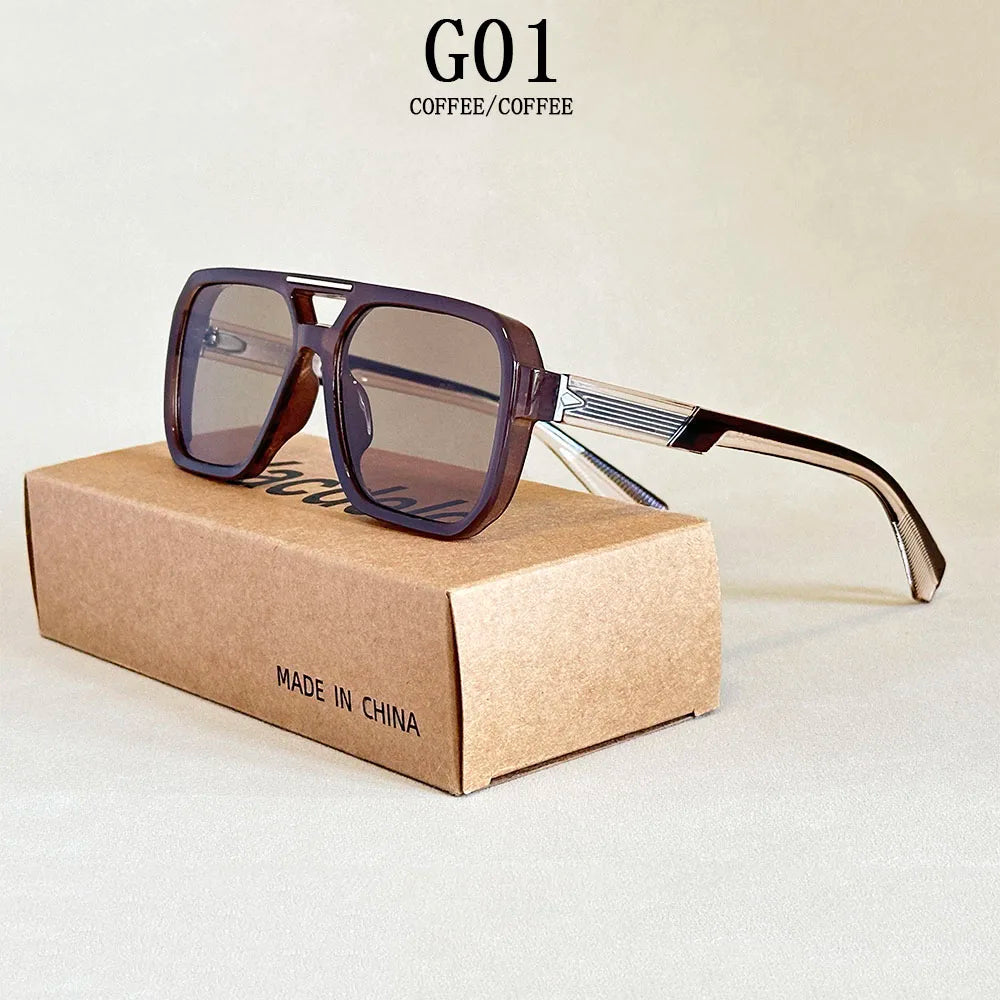 Lunettes de soleil carrées pour hommes — vacances, mode, vintage, femmes, 2025