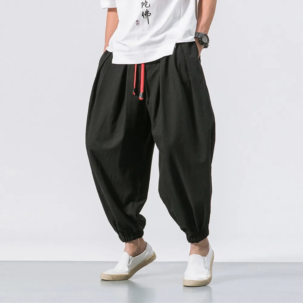 Pantalón sarouel de algodón y lino para hombre, jogging informal, estilo chino, alta calidad, nuevo