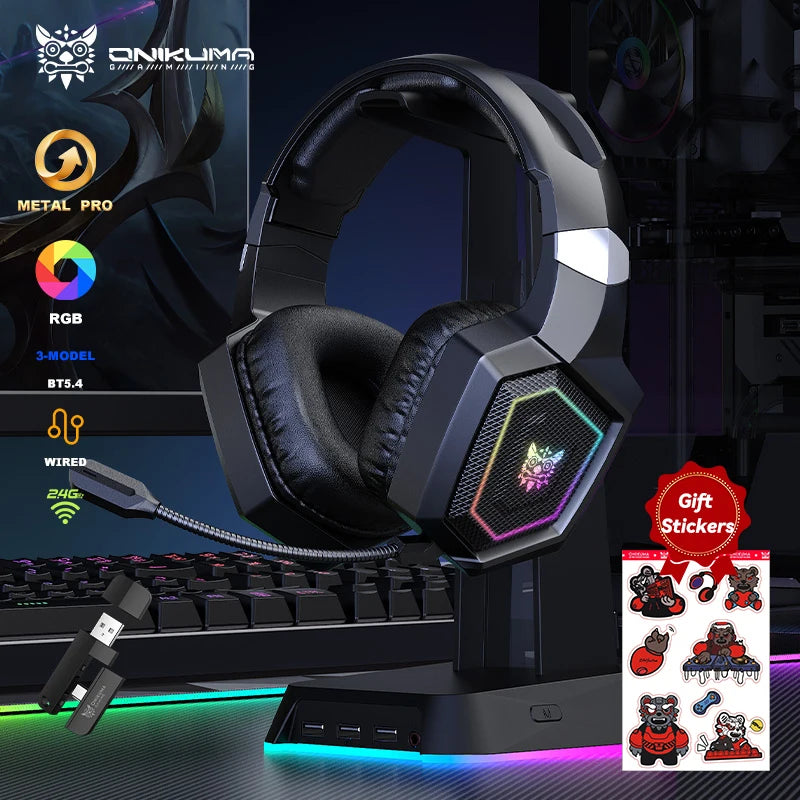 Auriculares inalámbricos para juegos ONIKUMA GT806 de 2,4 GHz, calidad de sonido HiFi para ordenador portátil con micrófono con cancelación de ruido, auriculares para juegos para PC