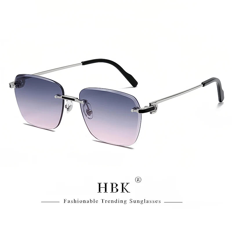 HBK New Frameless Sunglasses Men Gradient Sunglasses Women Retro Business Shopping UV400 Lunette De Soleil Homme