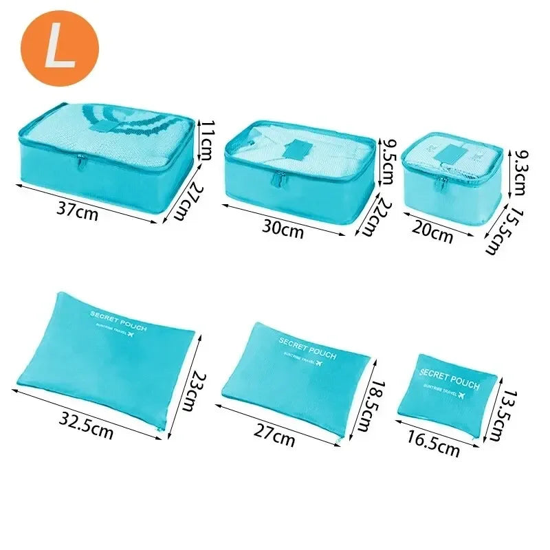 Organisateur de Voyage 6 Pièces — Valise Portable Vêtements, Chaussures & Maquillage