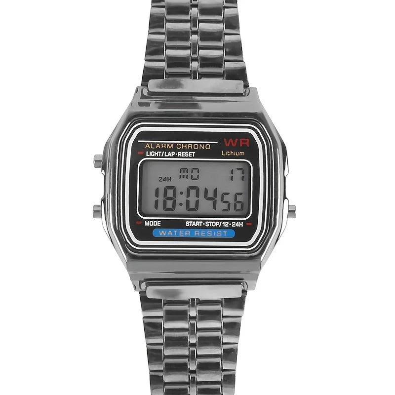Reloj de pulsera de acero F91W no resistente al agua para mujeres, hombres, reloj de negocios, reloj deportivo digital LED multifuncional, reloj electrónico