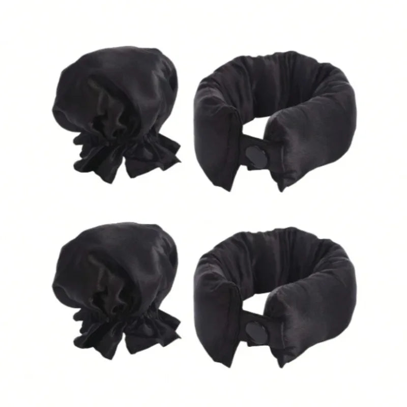 Set de 2/4/6 piezas: Kit de rizador sin calor de satén, rulos suaves para rizos de noche, para dormir, para rizos sin calor, gorro de dormir para rizos