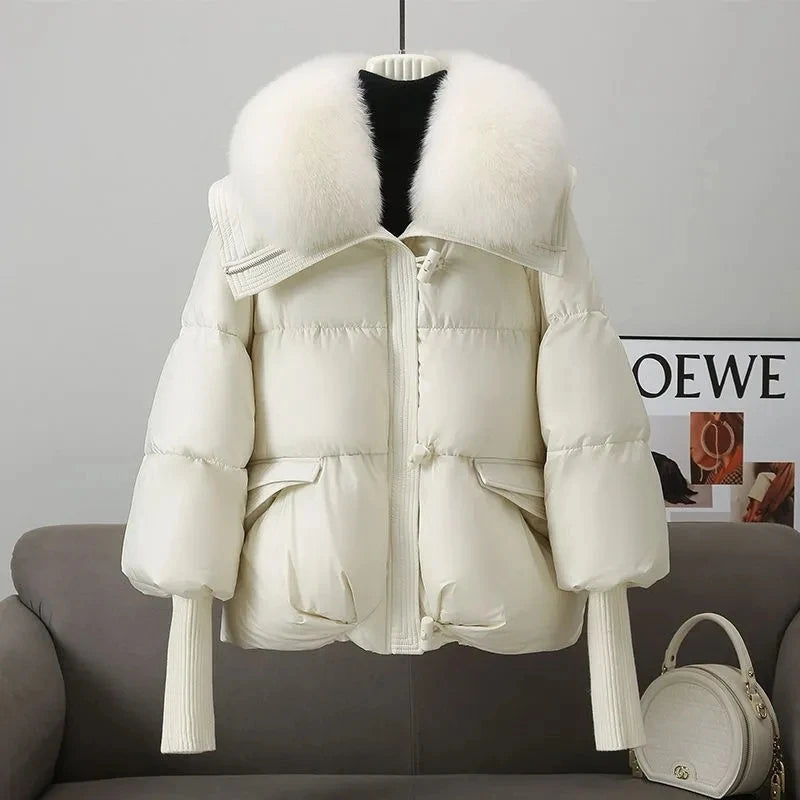 Femmes hiver vers le bas coton veste 2025 nouvelles femmes chaud épais coton manteau plus grand col de fourrure coton rembourré veste femmes Parka manteau