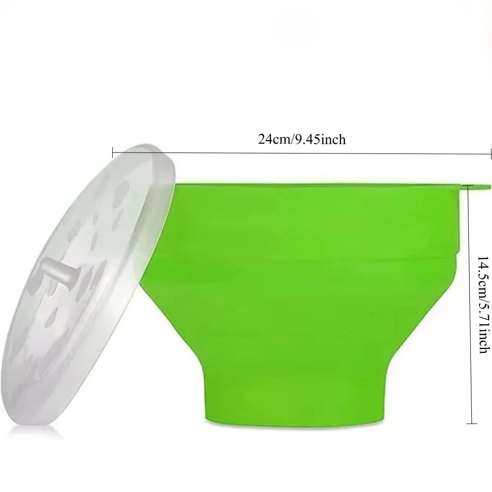 Bol à popcorn en silicone pour micro-ondes, pliable avec couvercle, seau à popcorn DIY, passe au lave-vaisselle, pour la maison, outil de cuisson pour regarder des films