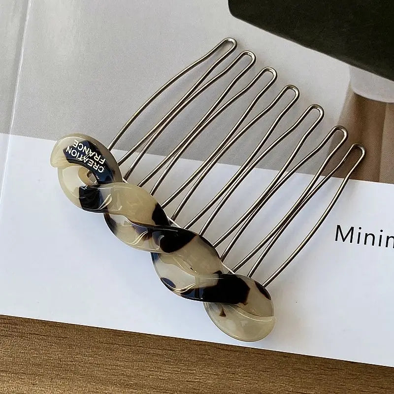 Peigne pince à cheveux torsadé mode — élégant, côté, épingle, fille, accessoires