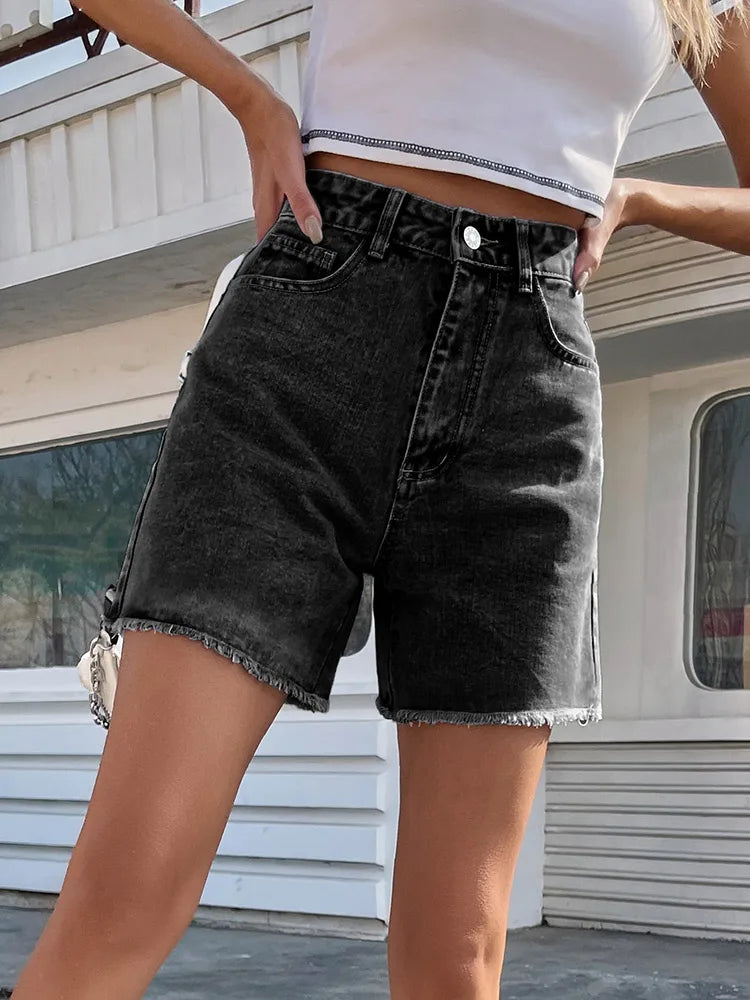 Streamgirl Blue Women's Denim Shorts Summer High Waist Casual Chic Loose Jean Shorts for Women Summer 2025 Denim Short Woman