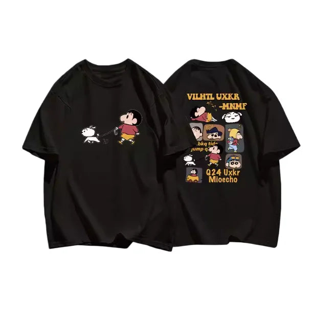 T-shirt décontracté oversize imprimé 100% coton — dessin animé, été 2026, adultes, enfants, Y2K