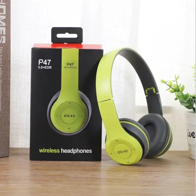 P47 Bluetooth 5.0 Wireless Headphones, Foldable Headset with Mic, USB Adapter, for iPhone Gaming
