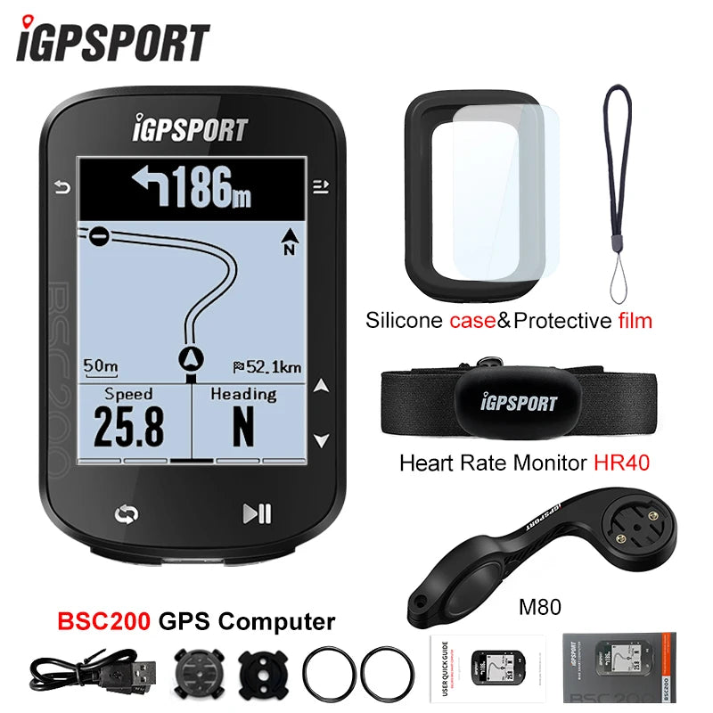 IGPSPORT BSC200 GPS Ciclocomputador inalámbrico para bicicleta, velocímetro digital ANT+, navegación de rutas, cronómetro, odómetro para ciclismo
