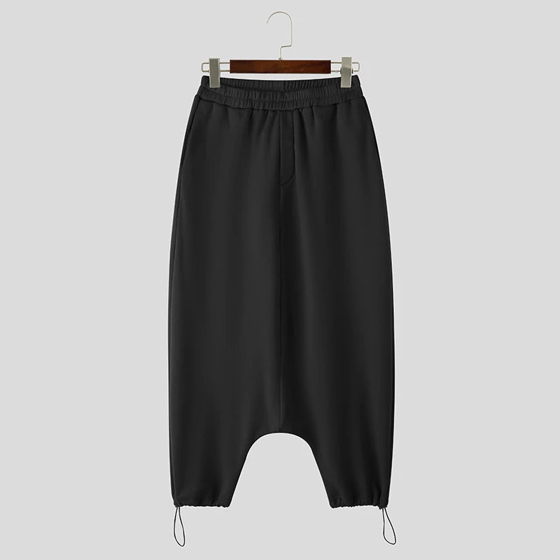 Pantalon ample streetwear pour hommes — couleur unie, taille élastique, jogger, décontracté, S-5XL