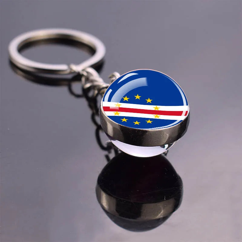 African Flag Keychain, Algeria, Somalia, Tunisia, Morocco, Egypt, National Flag, Double-sided Glass Ball Pendant, Gift
